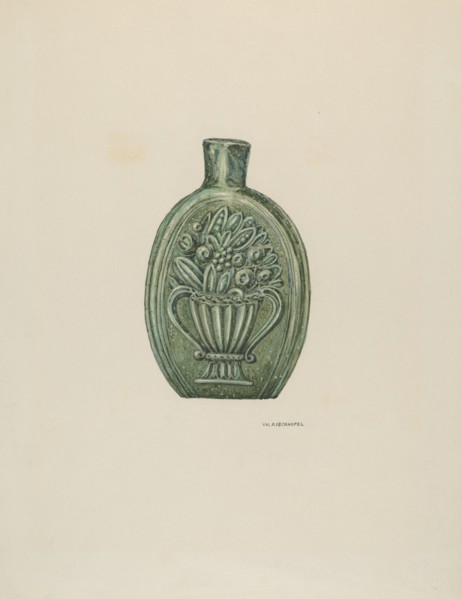 American Glass Flask, c. 1937. Creator: William Kieckhofel.