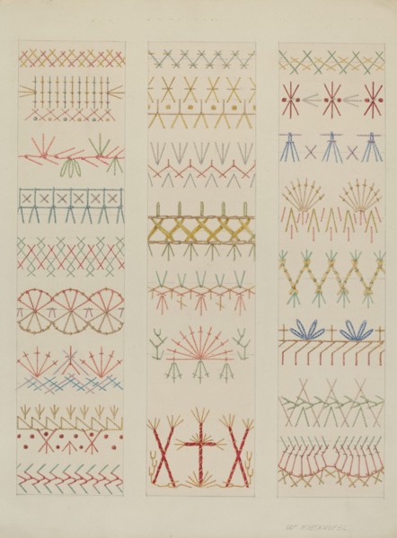 Crazy Quilt Stitches, c. 1937. Creator: William Kieckhofel.