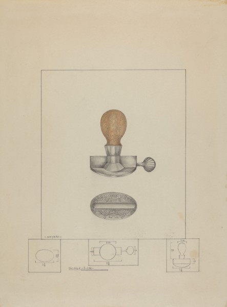Pewter Stamp, c. 1937. Creator: Henry Meyers.