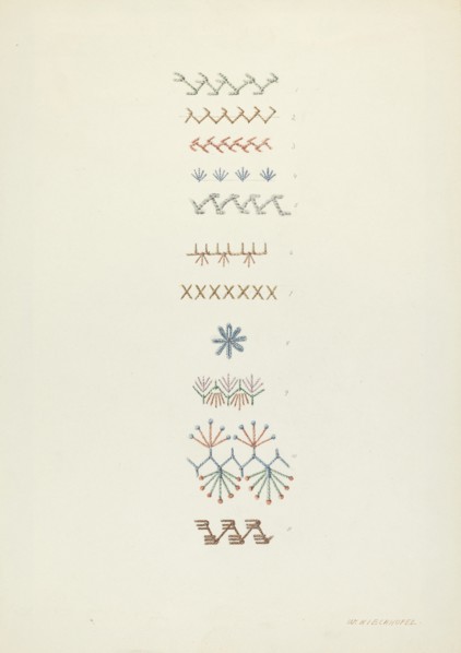 Embroidery: Technique Demonstration, c. 1938. Creator: William Kieckhofel.