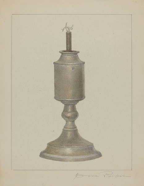 Whale Oil Lamp, c. 1938. Creator: Cora Parker.