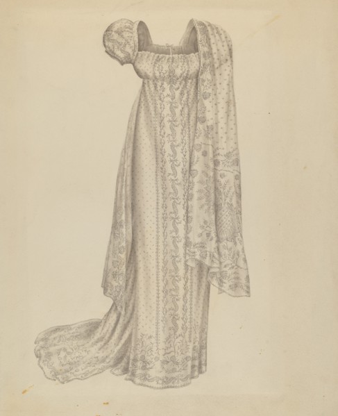 Wedding Dress with Scarf, c. 1939. Creator: Melita Hofmann.