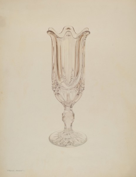 Glass Celery Holder, c. 1939. Creator: Frank M Keane.