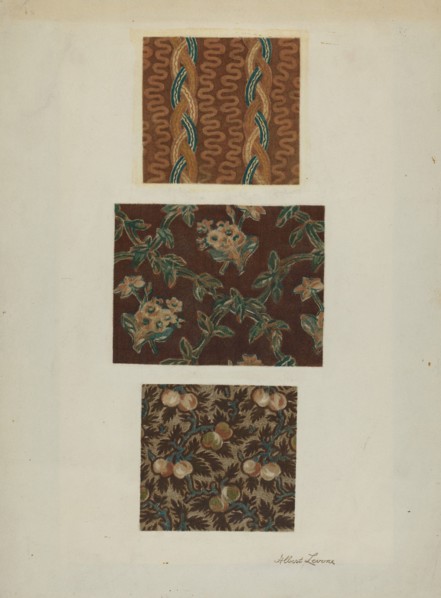 Printed Cottons from Quilt, c. 1939. Creator: Albert J. Levone.