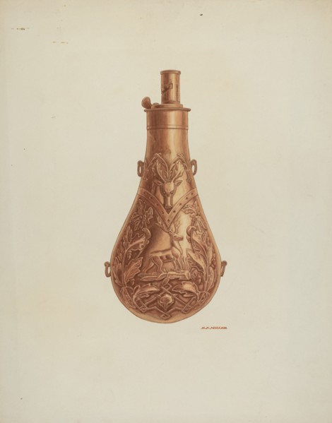 Powder Flask, c. 1940. Creator: Randolph F Miller.