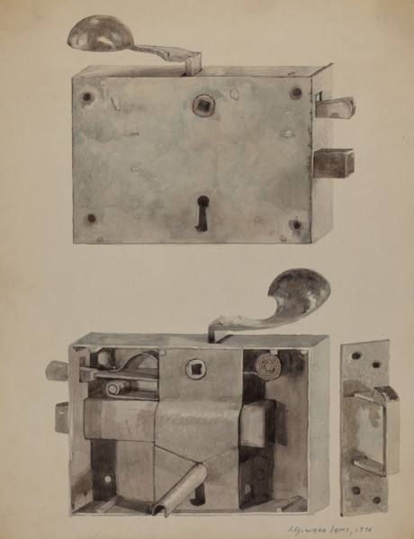 Wrought Iron Lock, 1936. Creator: J. Howard Iams.