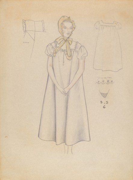 Nightgown and Cap, 1935/1942. Creator: Melita Hofmann.
