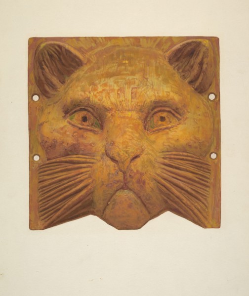 Cast Iron Cat's Head, 1935/1942. Creator: Jane Iverson.