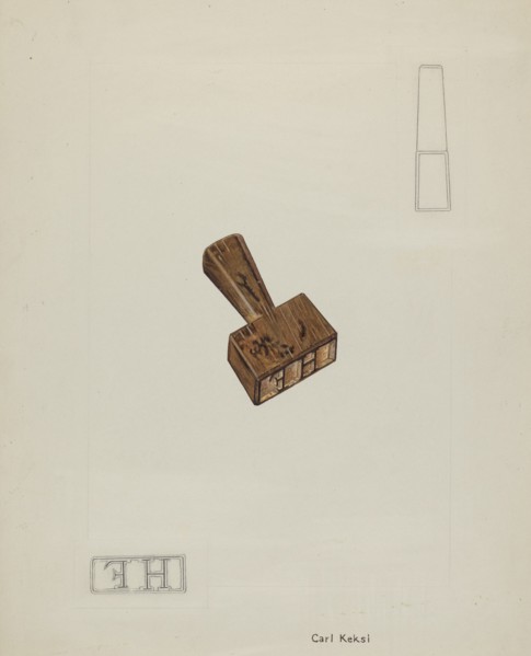 Wooden Stamp, 1935/1942. Creator: Carl Keksi.