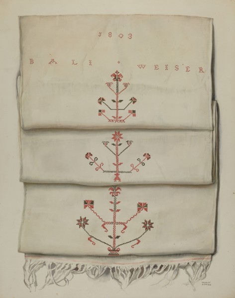 Pa. German Embroidered Towel, 1935/1942. Creator: Frances Lichten.