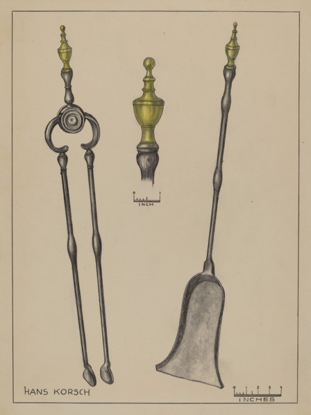 Fire Shovel and Tongs, c. 1936. Creator: Hans Korsch.