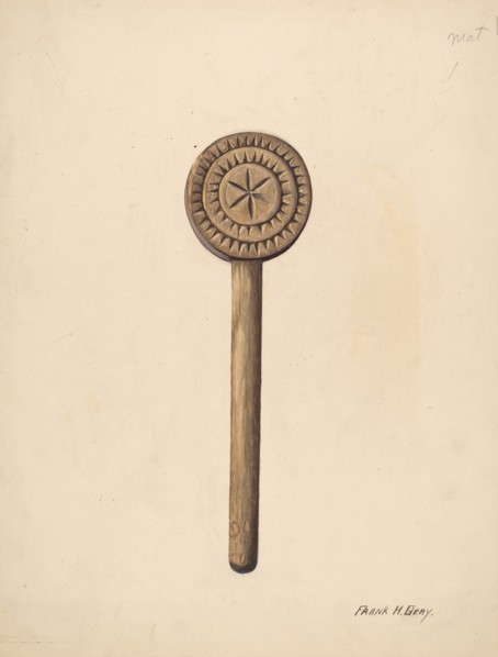 Wooden Butter Stamp, c. 1937. Creator: Frank Gray.