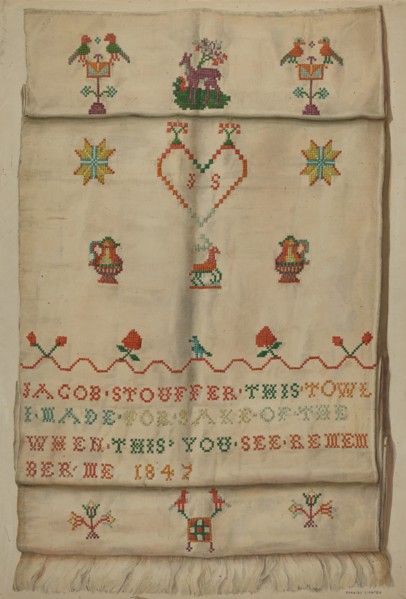 Pa. German Show Towel, c. 1937. Creator: Frances Lichten.