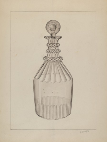 Clear Glass Decanter, c. 1937. Creator: Raymond Manupelli.