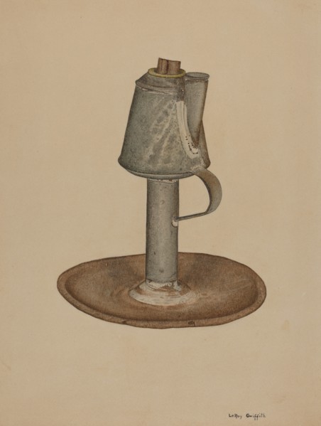 Camphene Lamp, c. 1939. Creator: LeRoy Griffith.
