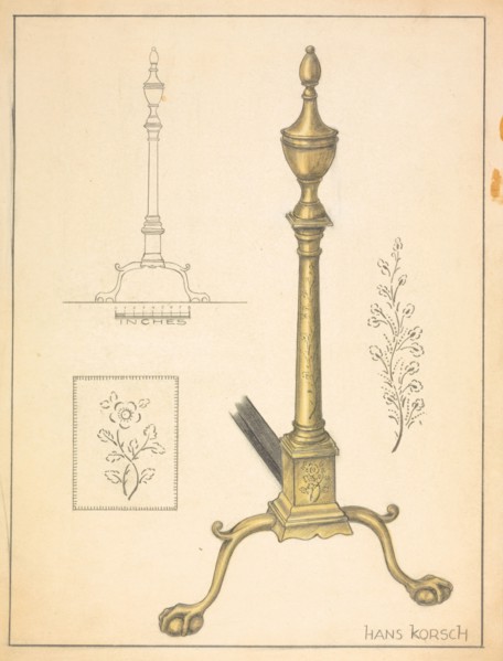 Andiron (one of pair), c. 1939. Creator: Hans Korsch.