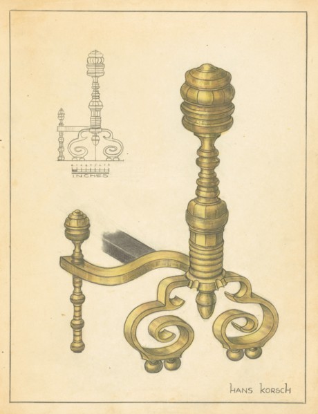 Andiron (one of pair), c. 1939. Creator: Hans Korsch.