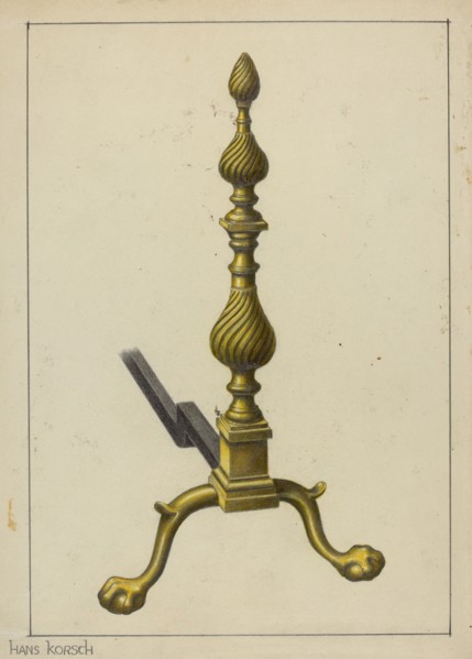 Andiron, c. 1953. Creator: Hans Korsch.
