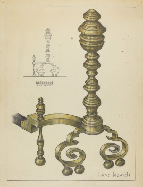 Andirons, c. 1953. Creator: Hans Korsch.