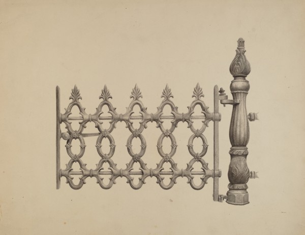 Gate and Gatepost, c. 1940. Creator: Jerome Hoxie.