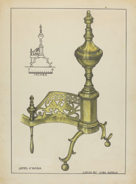 Andirons, c. 1953. Creator: Hans Korsch.