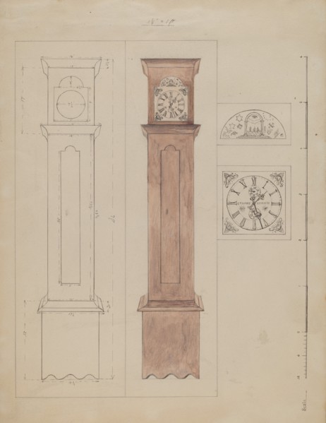 Grandfather's Clock (Old Pine), c. 1936. Creator: Edith Magnette.