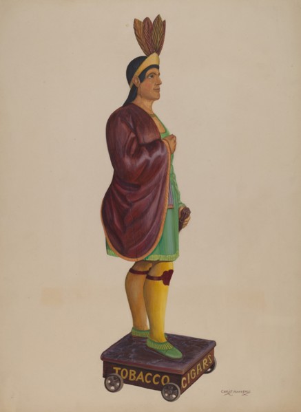 Cigar Store Indian, c. 1937. Creator: Chris Makrenos.