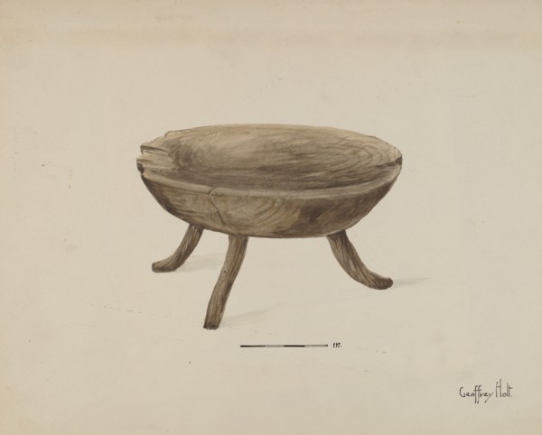 Old Wood Stool, 1936. Creator: Geoffrey Holt.