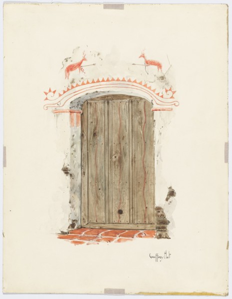 Restoration Drawing: Facade of Mission House, 1937. Creator: Geoffrey Holt.