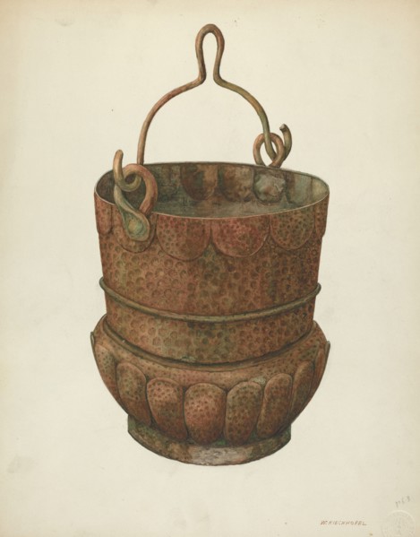 Hammered-Copper Bucket, 1938. Creator: William Kieckhofel.