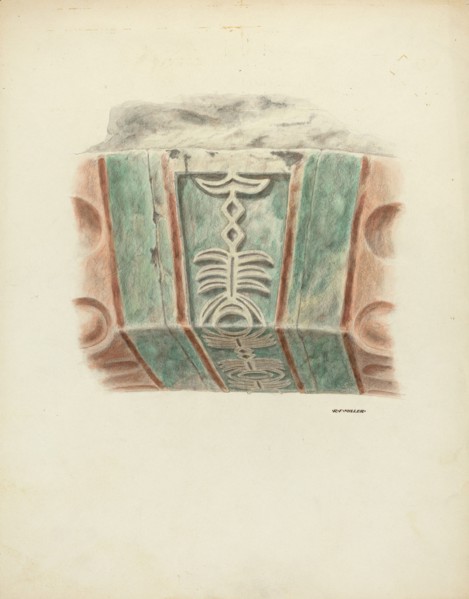 Carved and Painted Keystone, 1939. Creator: Randolph F Miller.