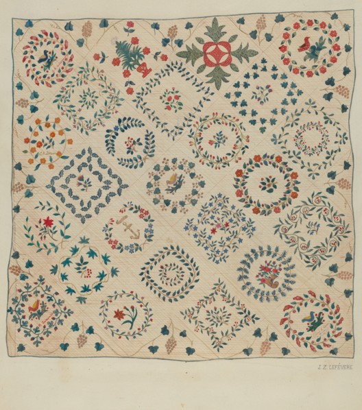 Applique Coverlet, c. 1936. Creator: Jules Lefevere.