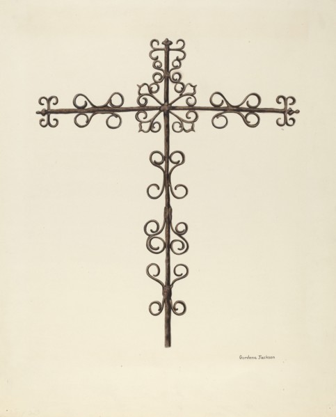 Wrought Iron Cross (Restored), c. 1938. Creator: Gordena Jackson.