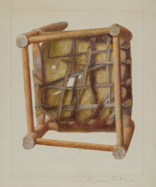 Child's Chair (View of Seat Bottom), c. 1938. Creator: Cora Parker.