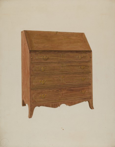 Desk-White Oak, c. 1940. Creator: Henry Moran.