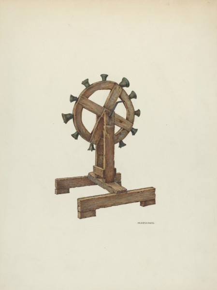 Altar Chimes on Wheel, c. 1941. Creator: William Kieckhofel.