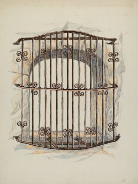 Iron Grille at Window (a Restoration), c. 1941. Creator: William Kieckhofel.
