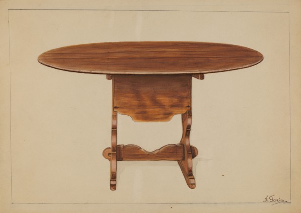 Tip Table (Hutch), c. 1936. Creator: Nicholas Gorid.