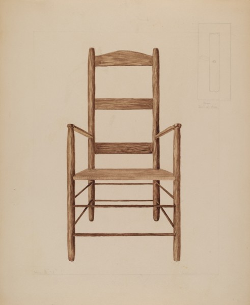 Rush Bottom Chair, c. 1937. Creator: Henry Meyers.