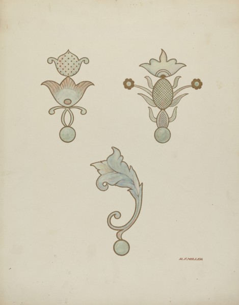 Painted Ceiling Decorations, c. 1940. Creator: Randolph F Miller.