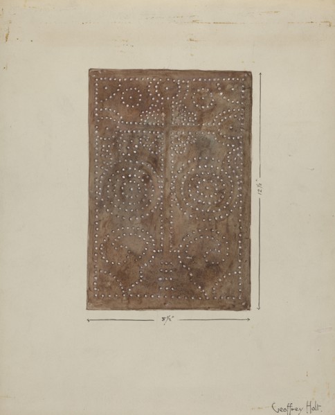 Pierced Metal Screen from Confessional, c. 1936. Creator: Geoffrey Holt.
