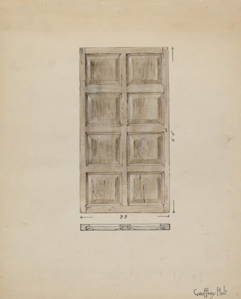 Old Paneled Door: Outside Door to Monastery, c. 1936. Creator: Geoffrey Holt.