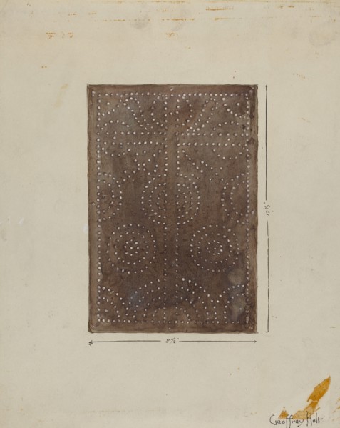 Pierced Metal Screen from Confessional, c. 1936. Creator: Geoffrey Holt.