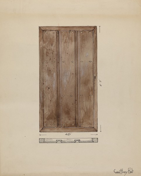Original Outside Door to Sacristy, c. 1936. Creator: Geoffrey Holt.