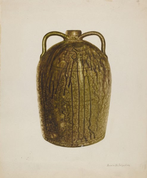 Stoneware Jug, c. 1938. Creator: Annie B Johnston.