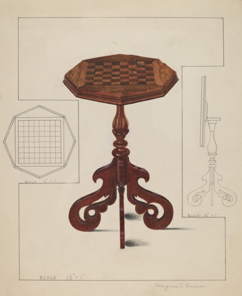 Checker-board Table-tilt Top, c. 1936. Creator: Magnus S. Fossum.