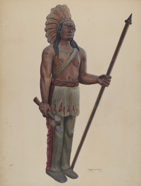 Cigar Store Indian, c. 1937. Creator: Chris Makrenos.