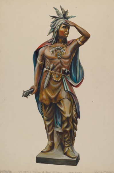 Cigar Store Indian, c. 1938. Creator: Walter Hochstrasser.