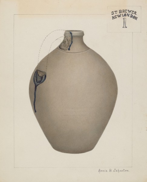 Stoneware Jug, c. 1937. Creator: Annie B Johnston.