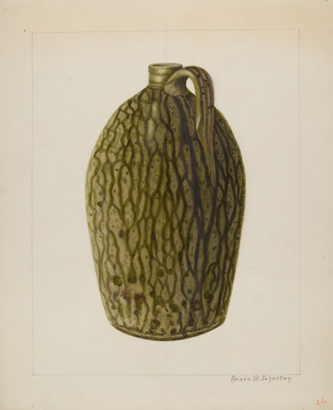 Stoneware Jug, c. 1938. Creator: Annie B Johnston.